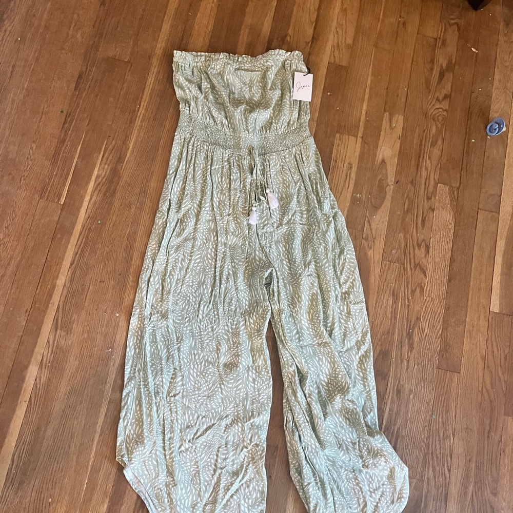 Japna Olive Strapless Jumpsuit